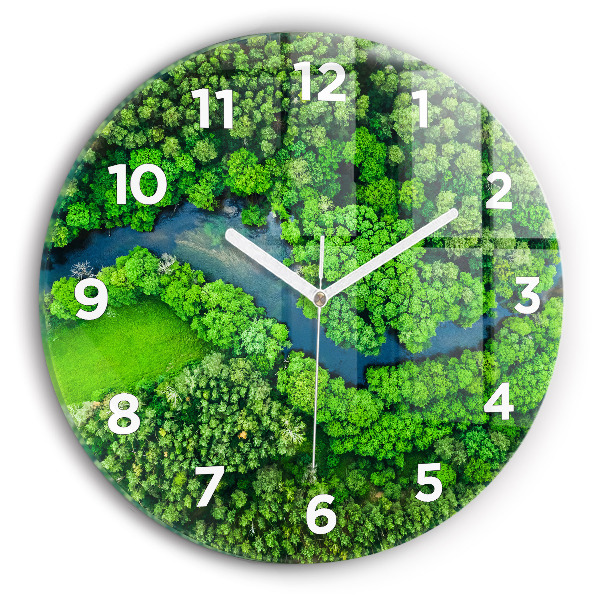 Wanduhr rund mit motiv Fluss im Wald