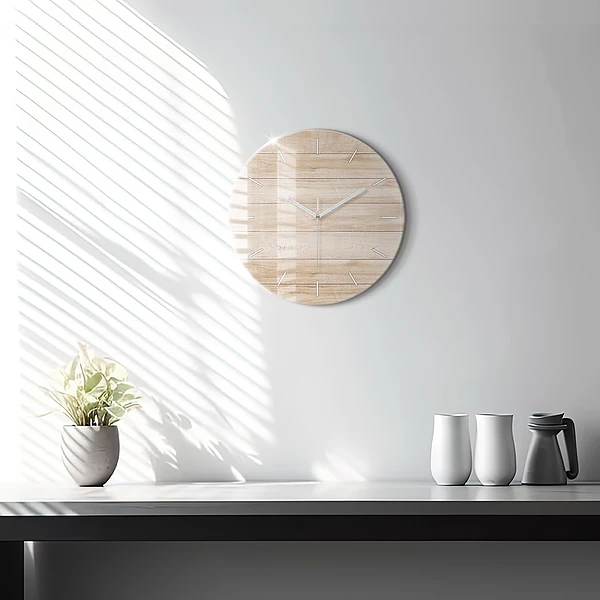 Wanduhr glas rund Hölzerne Textur