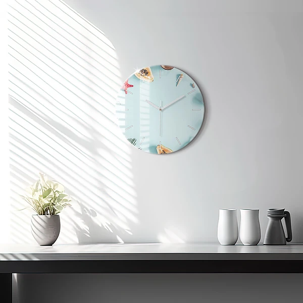 Wanduhr glas rund Sommer Komposition