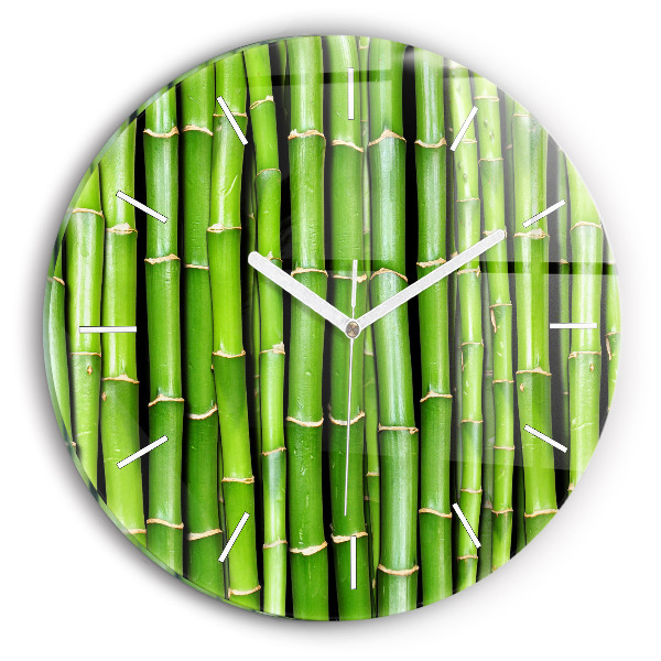 Wanduhr glas rund Asiatischer Bambus