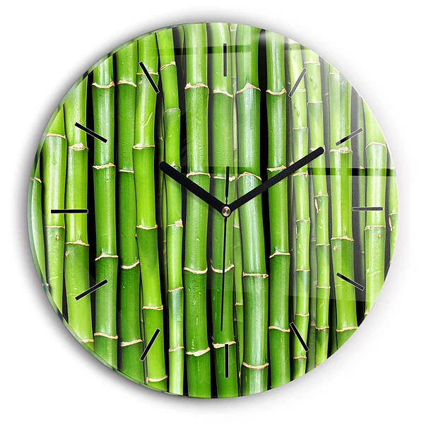 Wanduhr glas rund Asiatischer Bambus