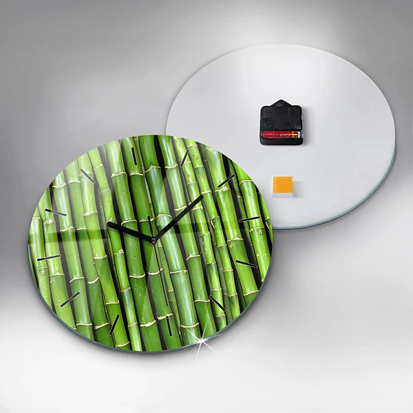 Wanduhr glas rund Asiatischer Bambus