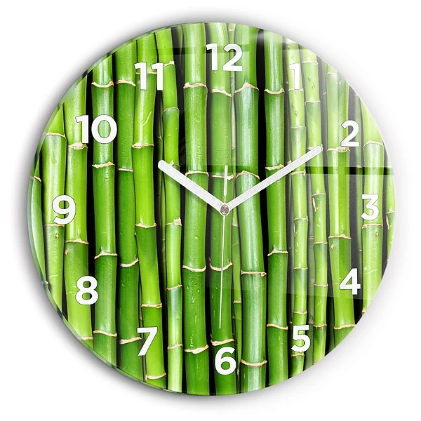 Wanduhr glas rund Asiatischer Bambus