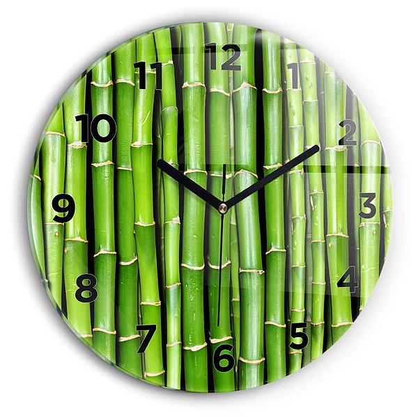Wanduhr glas rund Asiatischer Bambus