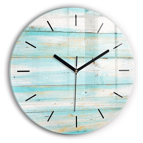 Wanduhr rund mit motiv Blaue Bretter