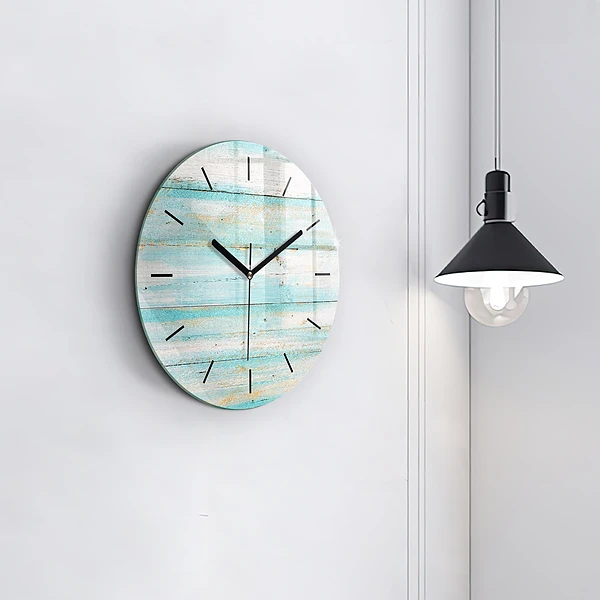 Wanduhr rund mit motiv Blaue Bretter