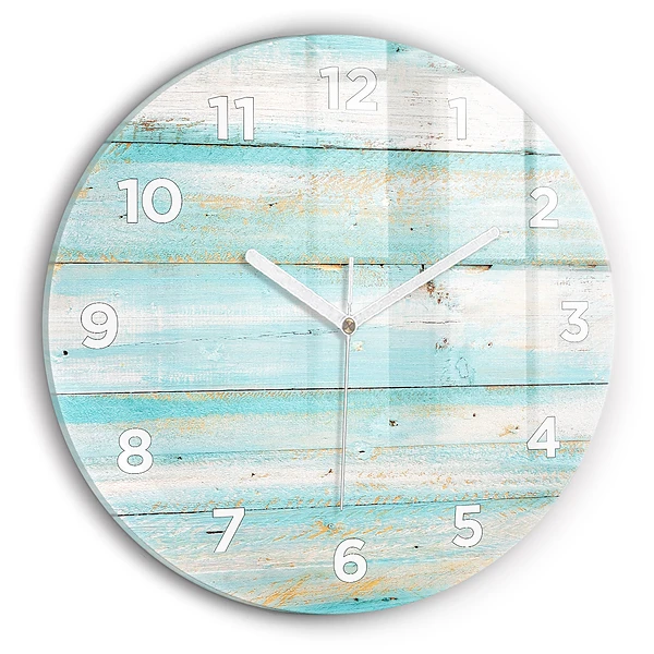 Wanduhr rund mit motiv Blaue Bretter