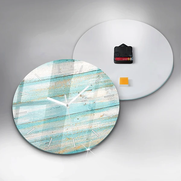 Wanduhr rund mit motiv Blaue Bretter