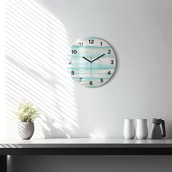 Wanduhr rund mit motiv Blaue Bretter