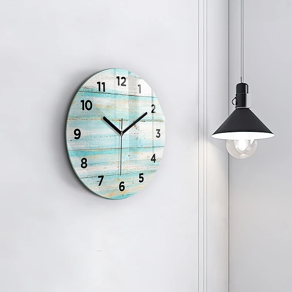 Wanduhr rund mit motiv Blaue Bretter
