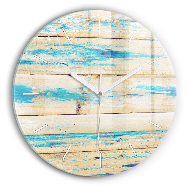 Wanduhr rund Zerkratztes Holz