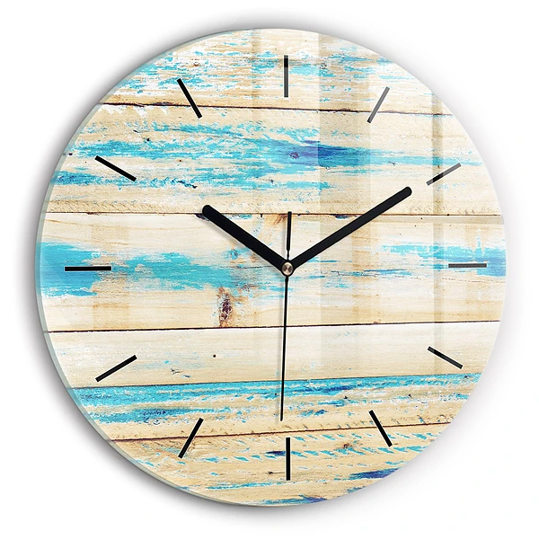 Wanduhr rund Zerkratztes Holz