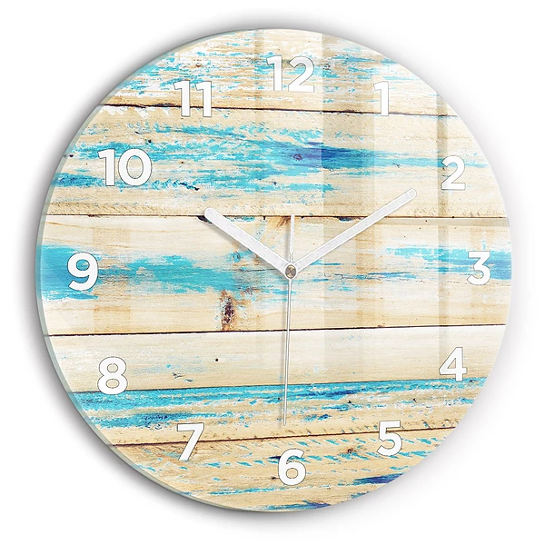 Wanduhr rund Zerkratztes Holz