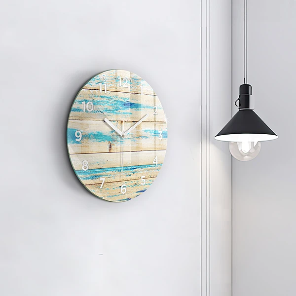 Wanduhr rund Zerkratztes Holz