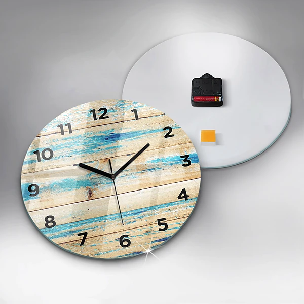 Wanduhr rund Zerkratztes Holz