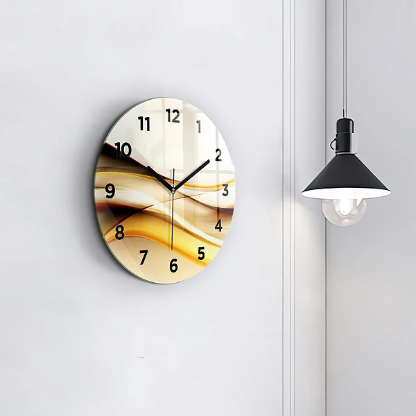 Wanduhr glas rund Abstrakte Welle