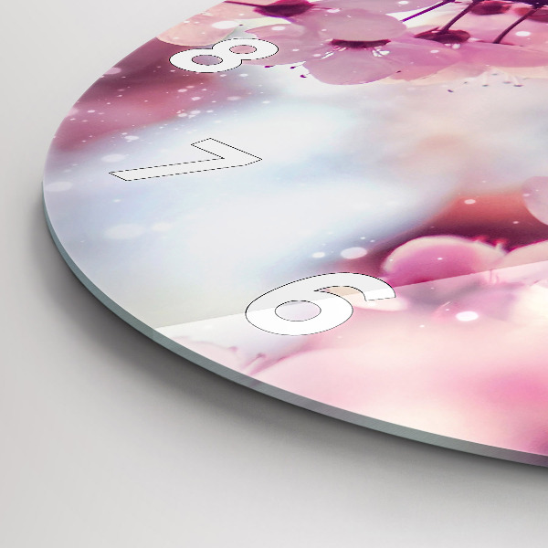 Wanduhr rund mit motiv Frühlingsblumen