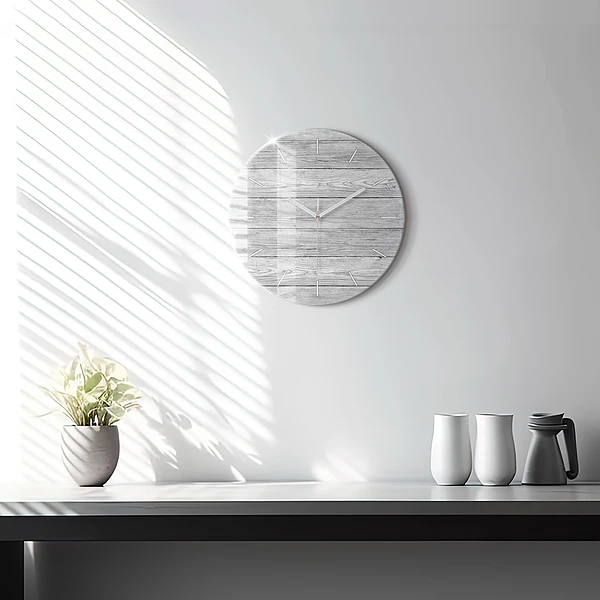 Wanduhr glas rund Holztafeln