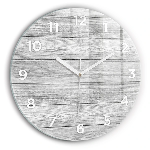 Wanduhr glas rund Holztafeln