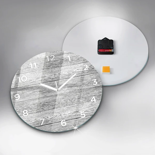 Wanduhr glas rund Holztafeln