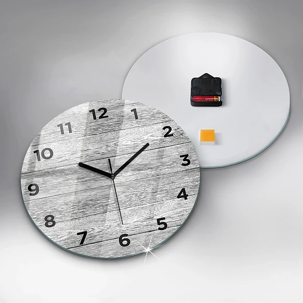 Wanduhr glas rund Holztafeln