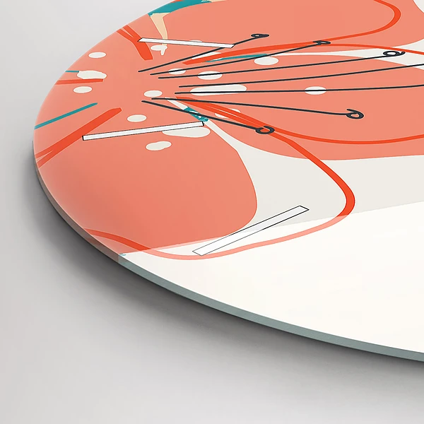 Wanduhr glas rund Hawaiianische Pflanzen
