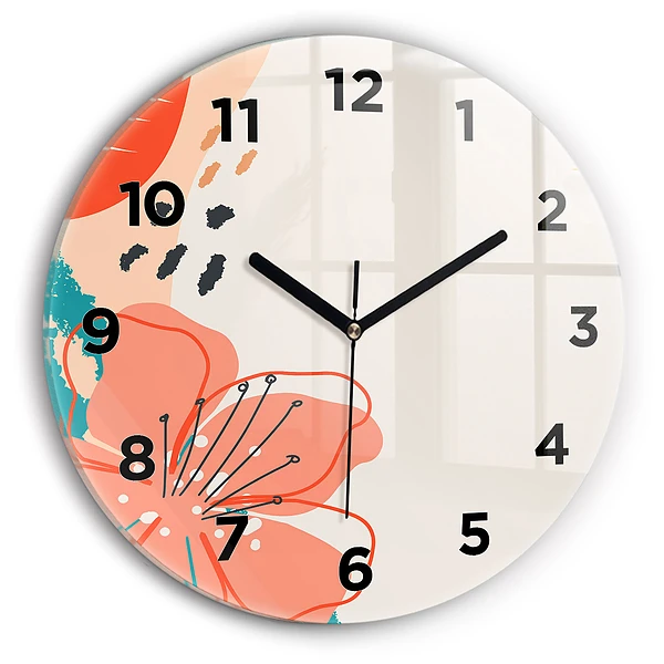 Wanduhr glas rund Hawaiianische Pflanzen