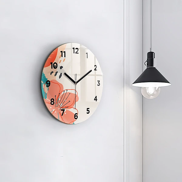 Wanduhr glas rund Hawaiianische Pflanzen