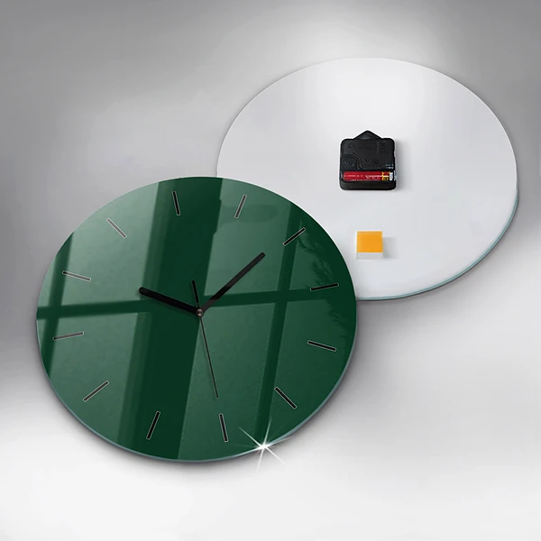 Wanduhr glas rund Farbe Flasche grün