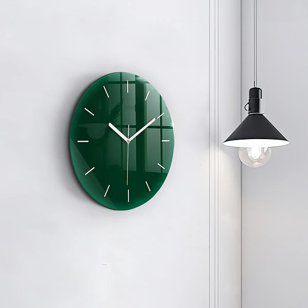 Wanduhr glas rund Farbe Flasche grün