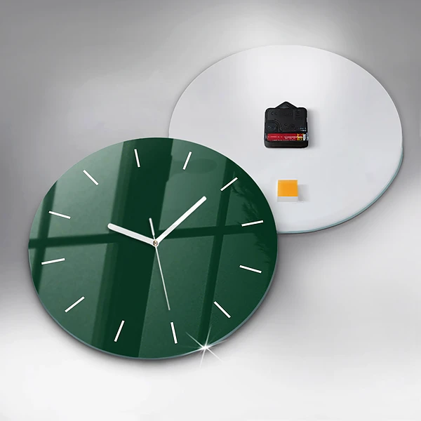 Wanduhr glas rund Farbe Flasche grün