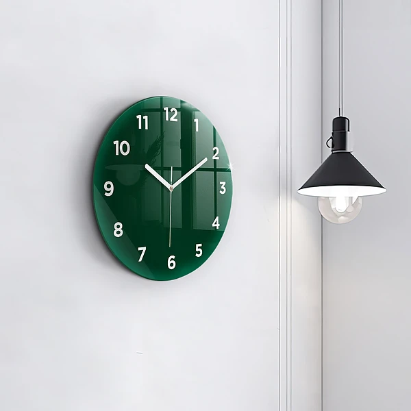 Wanduhr glas rund Farbe Flasche grün