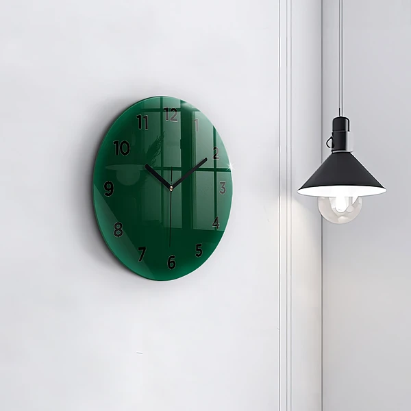 Wanduhr glas rund Farbe Flasche grün