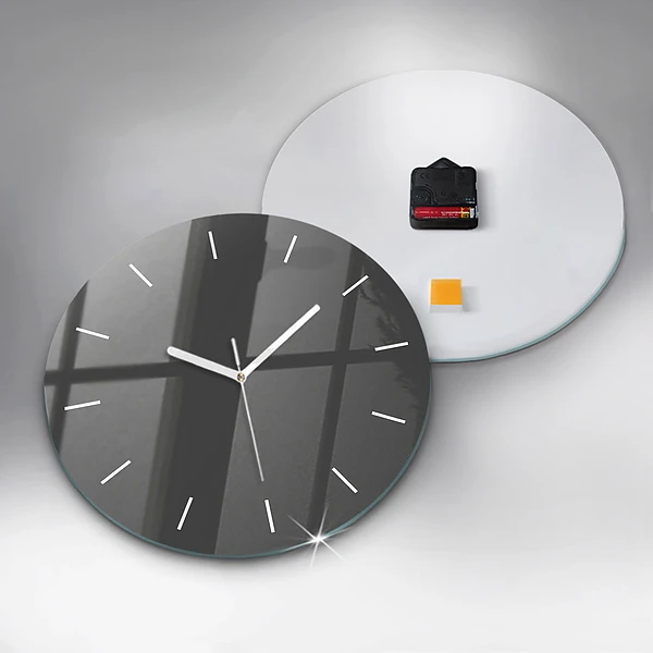 Wanduhr glas rund Farbe Grau