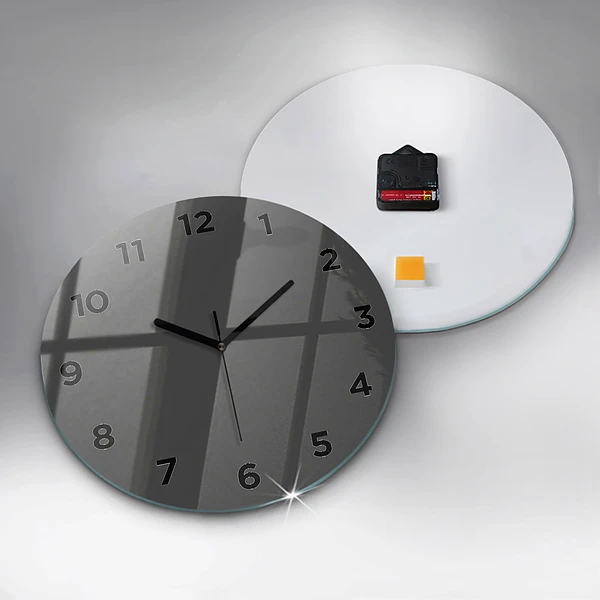 Wanduhr glas rund Farbe Grau