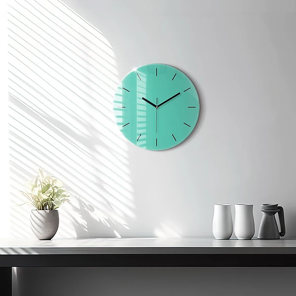 Wanduhr rund mit motiv Farbe Türkis