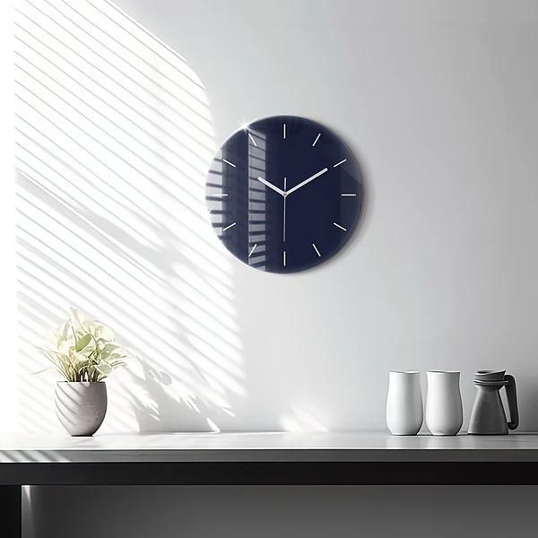 Wanduhr rund Farbe dunkelblau