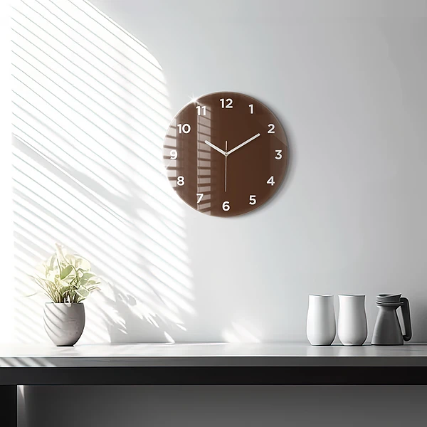 Wanduhr rund mit motiv Farbe braun