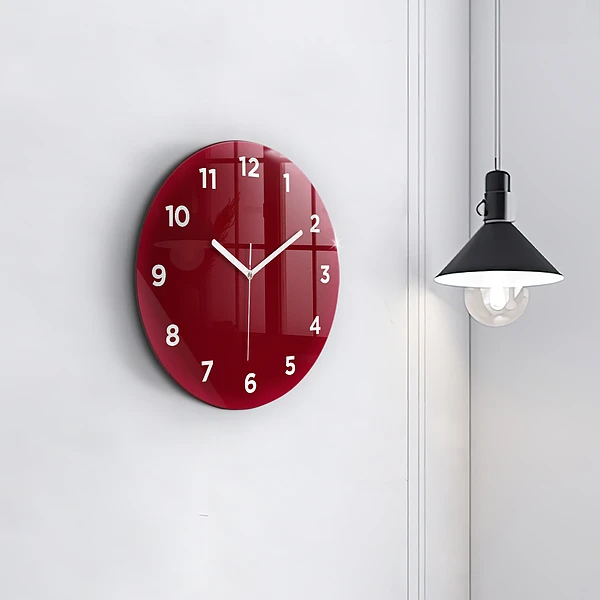 Wanduhr rund mit motiv Burgunderrot