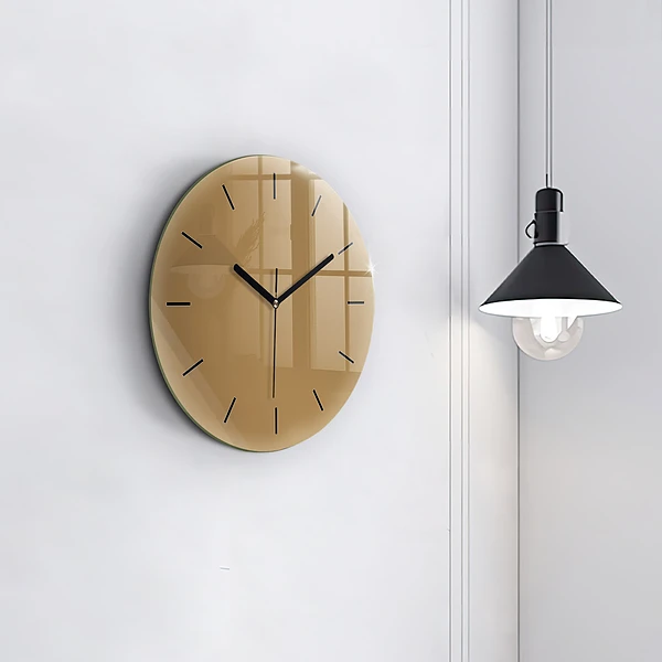 Wanduhr glas rund Die Farbe Dunkelbeige