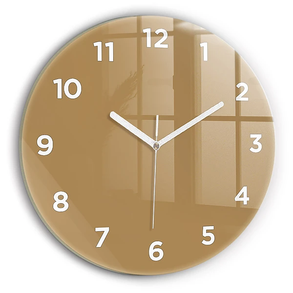 Wanduhr glas rund Die Farbe Dunkelbeige