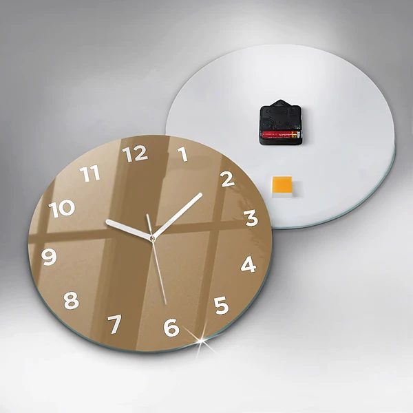 Wanduhr glas rund Die Farbe Dunkelbeige