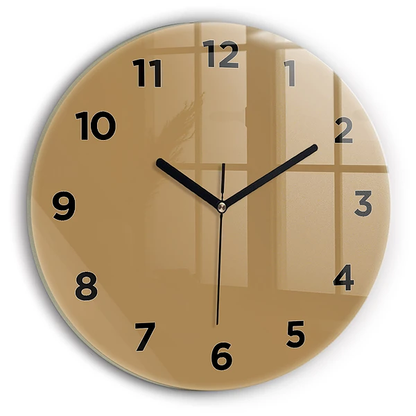 Wanduhr glas rund Die Farbe Dunkelbeige