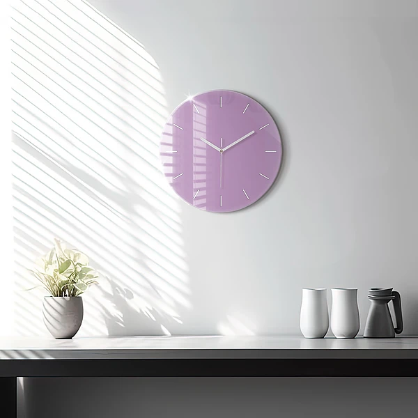 Wanduhr rund Farbe Flieder