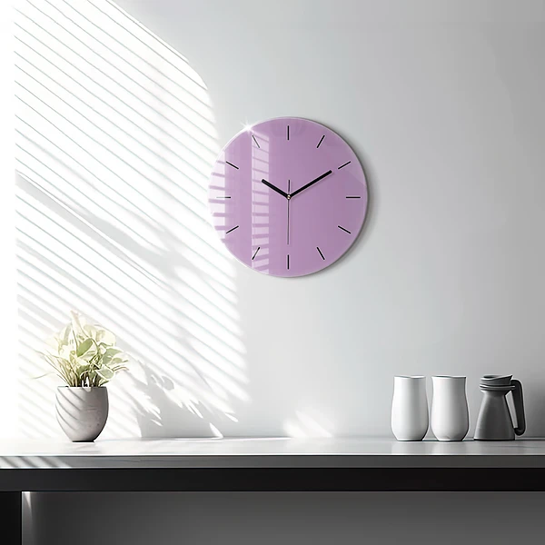 Wanduhr rund Farbe Flieder