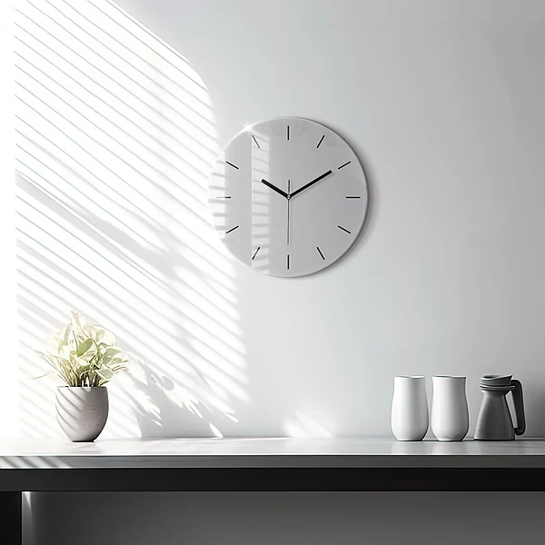 Wanduhr rund mit motiv Farbe hellgrau
