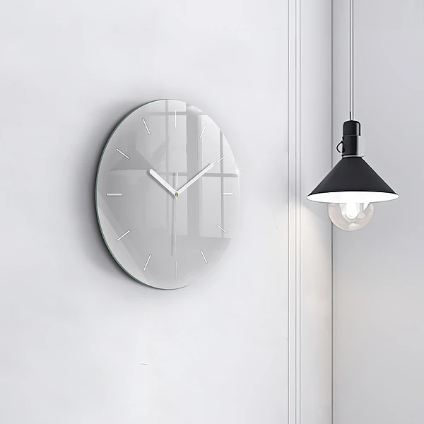 Wanduhr rund mit motiv Farbe hellgrau