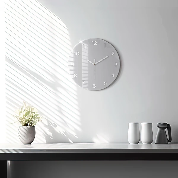 Wanduhr rund mit motiv Farbe hellgrau