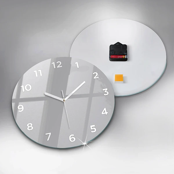 Wanduhr rund mit motiv Farbe hellgrau