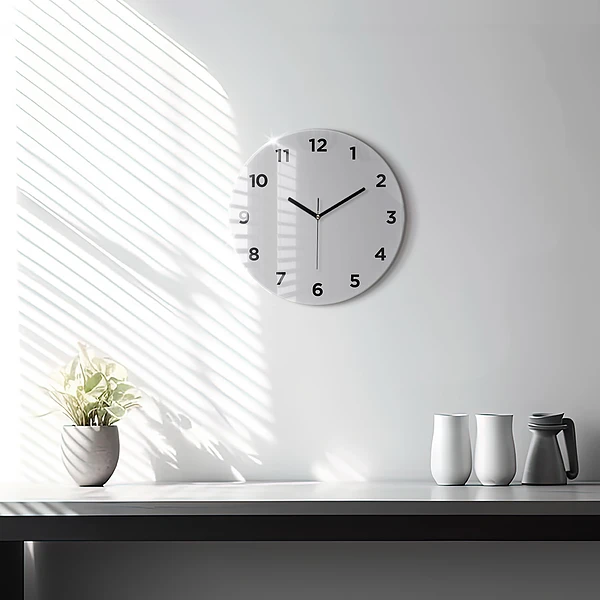 Wanduhr rund mit motiv Farbe hellgrau